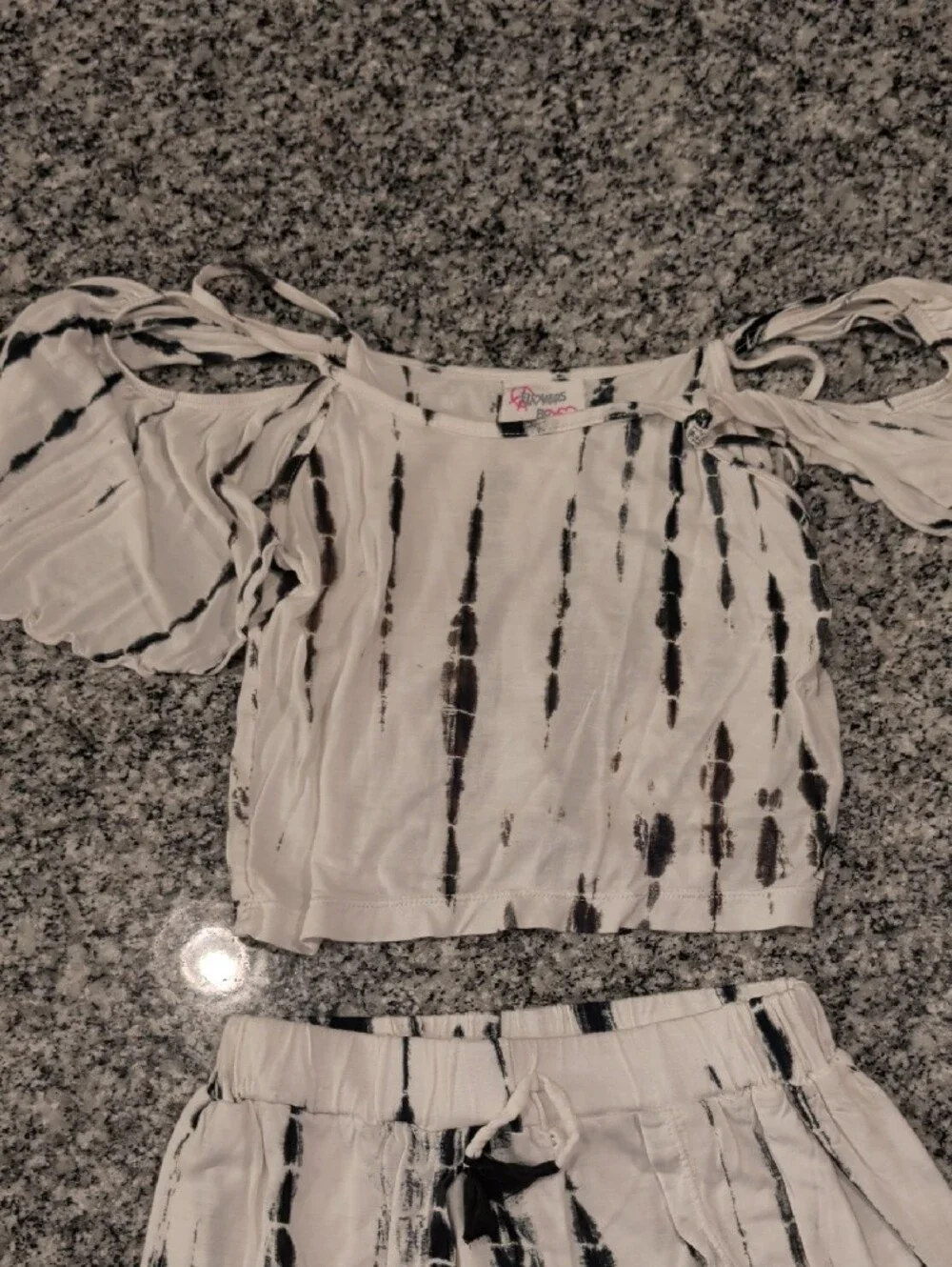 Flowers by Zoe White and Black Tie-Dye Girls Matching Set